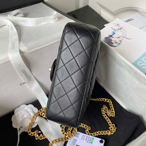 Chanel AS4041 Flap Classic Bag CF Camellia Lambskin Black Gold - Default Title - View 5