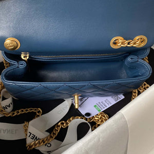 Chanel AS4041 Flap Classic Bag CF Camellia Lambskin Navy Blue Gold - Default Title - View 7