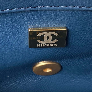 Chanel AS4041 Flap Classic Bag CF Camellia Lambskin Navy Blue Gold - Default Title - View 9