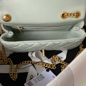 Chanel AS4041 Flap Classic Bag CF Camellia Lambskin Green Gray Gold - Default Title - View 6