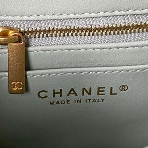 Chanel AS4041 Flap Classic Bag CF Camellia Lambskin Green Gray Gold - Default Title - View 7