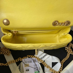 Chanel AS4041 Flap Classic Bag CF Camellia Lambskin Yellow Gold - Default Title - View 7