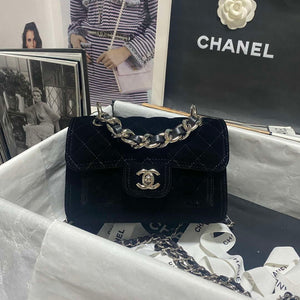 Chanel AS4051 Flap Bag Velvet Silver Metal Black - Default Title - View 1