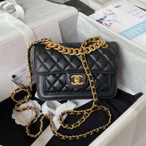 Chanel AS4051 Small Flap Classic Bag CF Lambskin Black Gold - Default Title - View 1