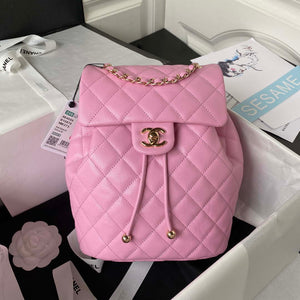 Chanel AS4059 Large Backpack Grained Shiny Calfskin & Gold-Tone Metal Rose Red - Default Title - View 1