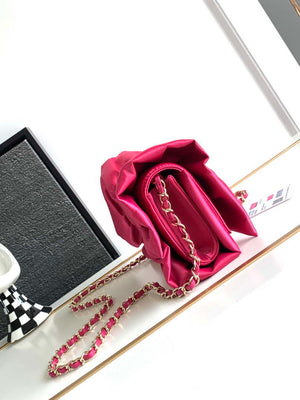 Chanel AS4098 23A Clutch satin bow evening bag Rose Red - Default Title - View 2