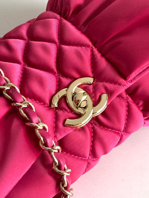 Chanel AS4098 23A Clutch satin bow evening bag Rose Red - Default Title - View 5