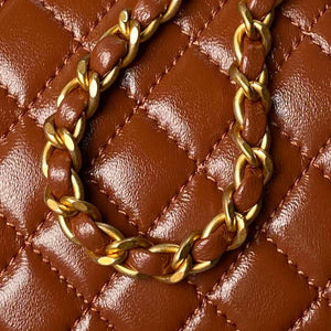 Chanel AS4109 Mini Flap bag With top handle Shiny Lambskin & Gold-Tone Metal Brown - Default Title - View 4