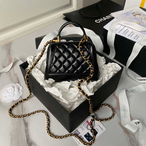 Chanel AS4109 Mini Flap bag With top handle Shiny Lambskin & Gold-Tone Metal Black - Default Title - View 2