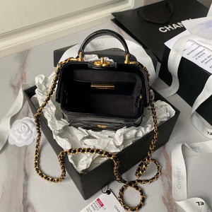 Chanel AS4109 Mini Flap bag With top handle Shiny Lambskin & Gold-Tone Metal Black - Default Title - View 8