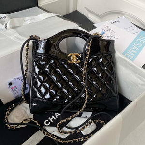 Chanel AS4133 mini Bi-color Chain patent leather Bag Black - Default Title - View 1