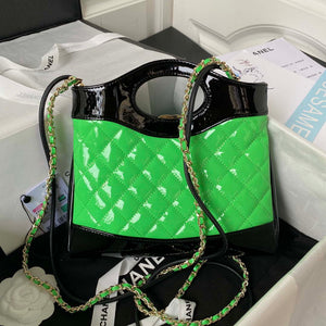 Chanel AS4133 mini Bi-color Chain patent leather Bag Green - Default Title - View 2