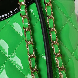 Chanel AS4133 mini Bi-color Chain patent leather Bag Green - Default Title - View 4