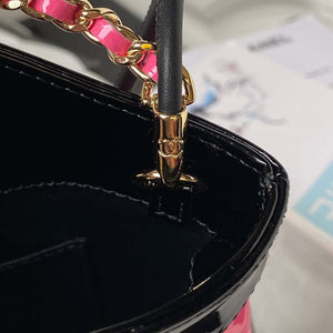 Chanel AS4133 mini Bi-color Chain patent leather Bag Rose Red - Default Title - View 7