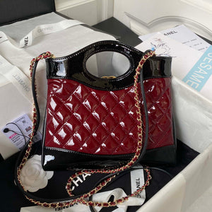 Chanel AS4133 mini Bi-color Chain patent leather Bag Wine Red - Default Title - View 2