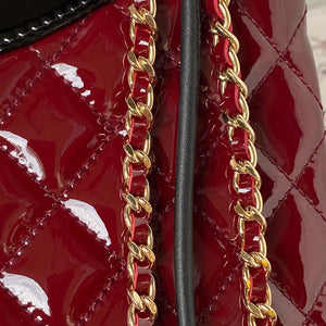 Chanel AS4133 mini Bi-color Chain patent leather Bag Wine Red - Default Title - View 4