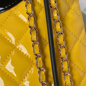 Chanel AS4133 mini Bi-color Chain patent leather Bag Yellow - Default Title - View 4