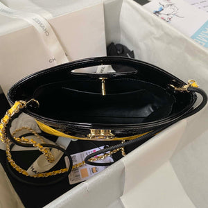 Chanel AS4133 mini Bi-color Chain patent leather Bag Yellow - Default Title - View 6