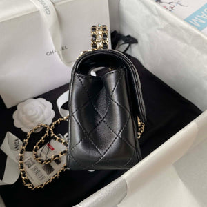 Chanel AS4140 Camellia Embossed With top Handle Bag Black - Default Title - View 5