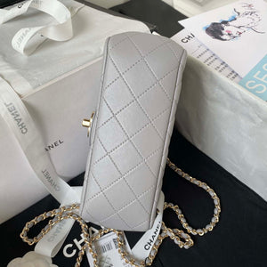 Chanel AS4140 Camellia Embossed With top Handle Bag Gray - Default Title - View 6