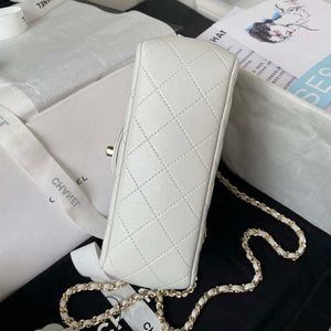 Chanel AS4140 Camellia Embossed With top Handle Bag White - Default Title - View 6