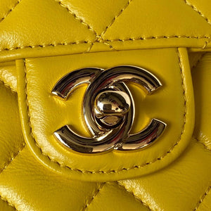 Chanel AS4140 Camellia Embossed With top Handle Bag Yellow - Default Title - View 3