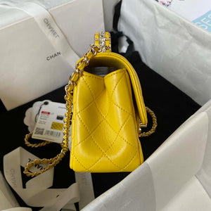 Chanel AS4140 Camellia Embossed With top Handle Bag Yellow - Default Title - View 5