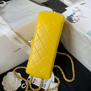 Chanel AS4140 Camellia Embossed With top Handle Bag Yellow - Default Title - View 6