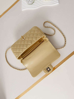 Chanel AS4141 Camellia Embossed Flap With top Handle Bag Beige - Default Title - View 6