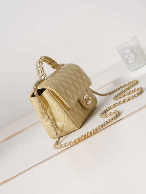 Chanel AS4141 Camellia Embossed Flap With top Handle Bag Beige - Default Title - View 9