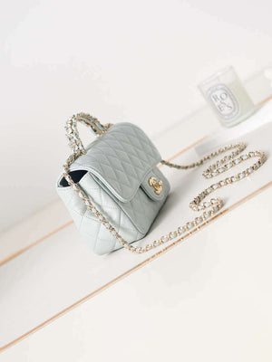 Chanel AS4141 Camellia Embossed With top Handle Bag Light Blue - Default Title - View 3