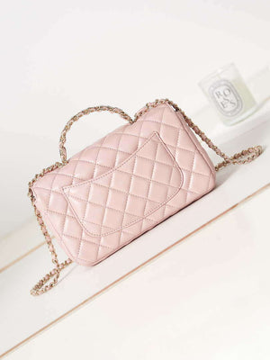 Chanel AS4141 Camellia Embossed Flap With top Handle Bag Pink - Default Title - View 5