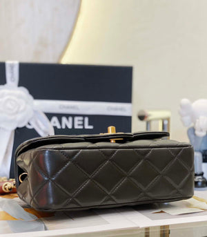 Chanel AS4151 Small Flap Bag With Top Handle Lambskin & Wenge Wood Black - Default Title - View 5