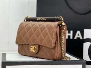 Chanel AS4151 Small Flap Bag With Top Handle Lambskin & Wenge Wood Brown - Default Title - View 2