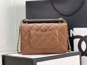 Chanel AS4151 Small Flap Bag With Top Handle Lambskin & Wenge Wood Brown - Default Title - View 3