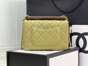 Chanel AS4151 Small Flap Bag With Top Handle Lambskin & Wenge Wood Matcha green - Default Title - View 4