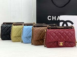 Chanel AS4151 Small Flap Bag With Top Handle Lambskin & Wenge Wood Matcha green - Default Title - View 2