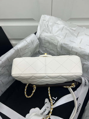 Chanel AS4151 Small Flap Bag With Top Handle Lambskin & Wenge Wood White - Default Title - View 4