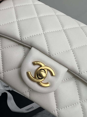 Chanel AS4151 Small Flap Bag With Top Handle Lambskin & Wenge Wood White - Default Title - View 5