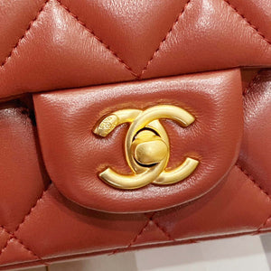 Chanel AS4151 Small Flap Bag With Top Handle Lambskin & Wenge Wood Wine Red - Default Title - View 8