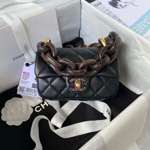 Chanel AS4165 Mini Flap Bag Lambskin Wenge Wood & Gold-Tone Metal Black - Default Title - View 1