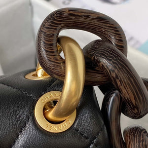 Chanel AS4165 Mini Flap Bag Lambskin Wenge Wood & Gold-Tone Metal Black - Default Title - View 5