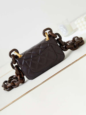 Chanel AS4165 Mini Flap Bag Lambskin Wenge Wood & Gold-Tone Metal Dark Brown - Default Title - View 5