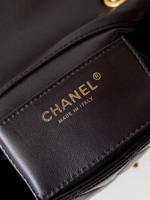 Chanel AS4165 Mini Flap Bag Lambskin Wenge Wood & Gold-Tone Metal Dark Brown - Default Title - View 9