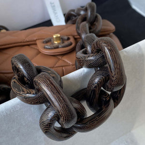 Chanel AS4165 Mini Flap Bag Lambskin Wenge Wood & Gold-Tone Metal Light Brown - Default Title - View 4