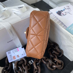 Chanel AS4165 Mini Flap Bag Lambskin Wenge Wood & Gold-Tone Metal Light Brown - Default Title - View 6