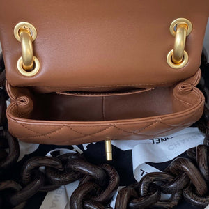 Chanel AS4165 Mini Flap Bag Lambskin Wenge Wood & Gold-Tone Metal Light Brown - Default Title - View 7