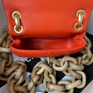 Chanel AS4165 Mini Flap Bag Lambskin Wenge Wood & Gold-Tone Metal Orange - Default Title - View 6