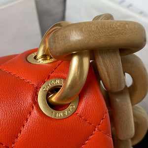Chanel AS4165 Mini Flap Bag Lambskin Wenge Wood & Gold-Tone Metal Orange - Default Title - View 9