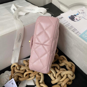 Chanel AS4165 Mini Flap Bag Lambskin Wenge Wood & Gold-Tone Metal Pink - Default Title - View 6